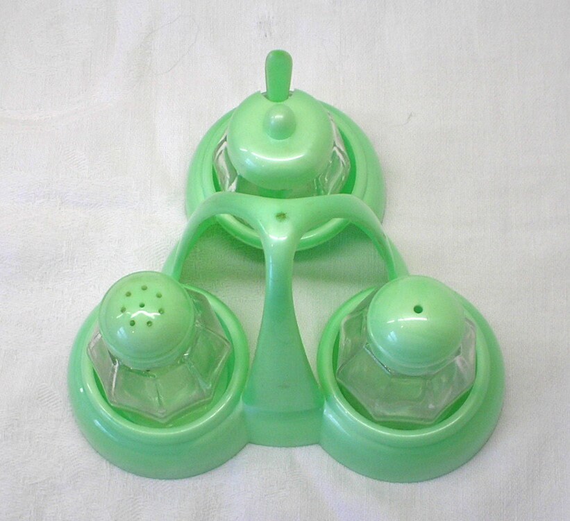 Vintage Embee Products green plastic cruet set 1950s 1960s Etsy