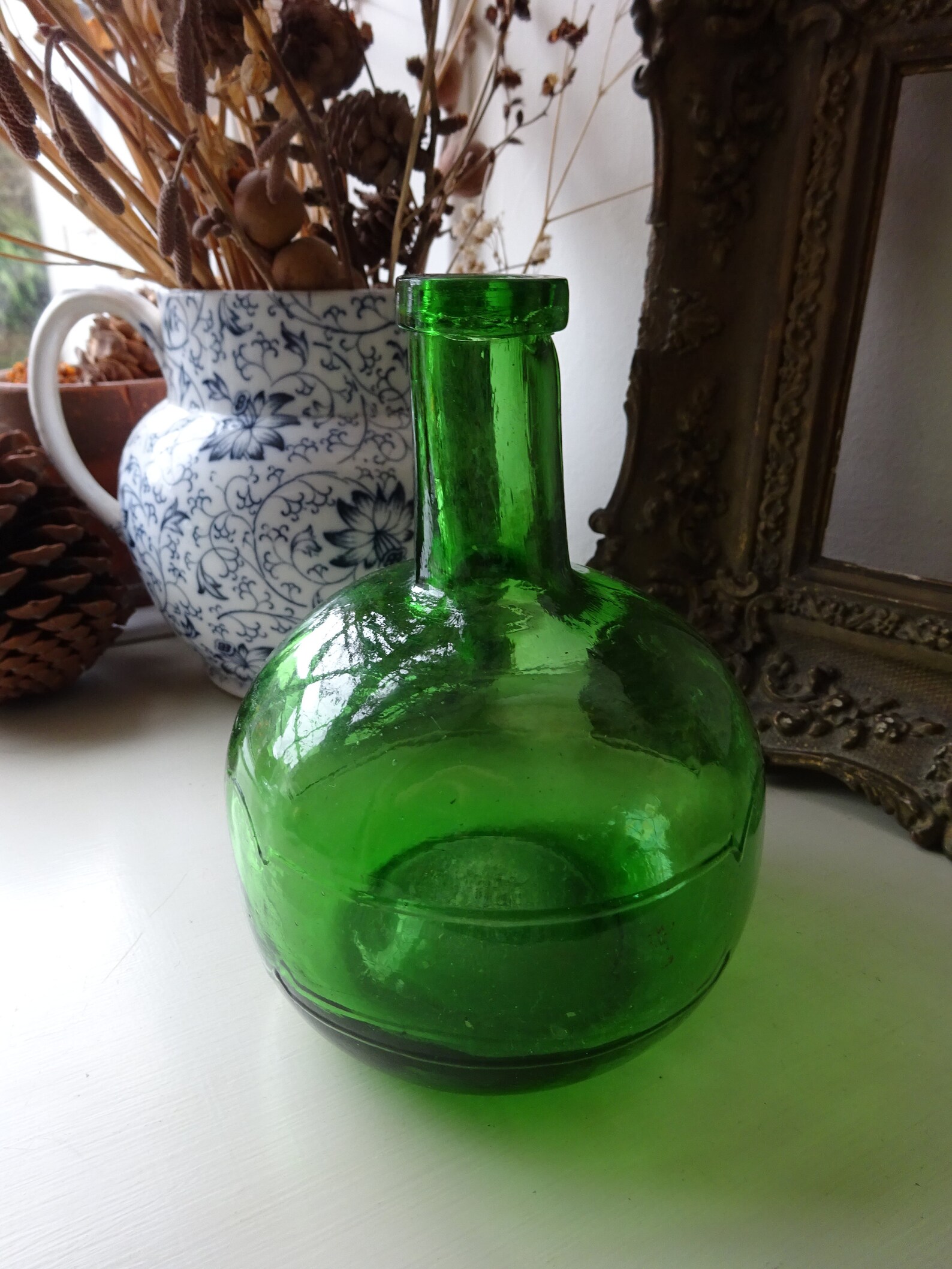 Antique Green Pinoxic Bottle Globe Bottle Disinfectant Bath Etsy UK