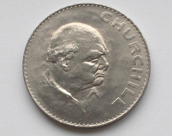 Uncirculated British Churchill Crown, 1965 commemorative coin, Winston Churchill&#39;s death, Queen Elizabeth II British money, collectable coin