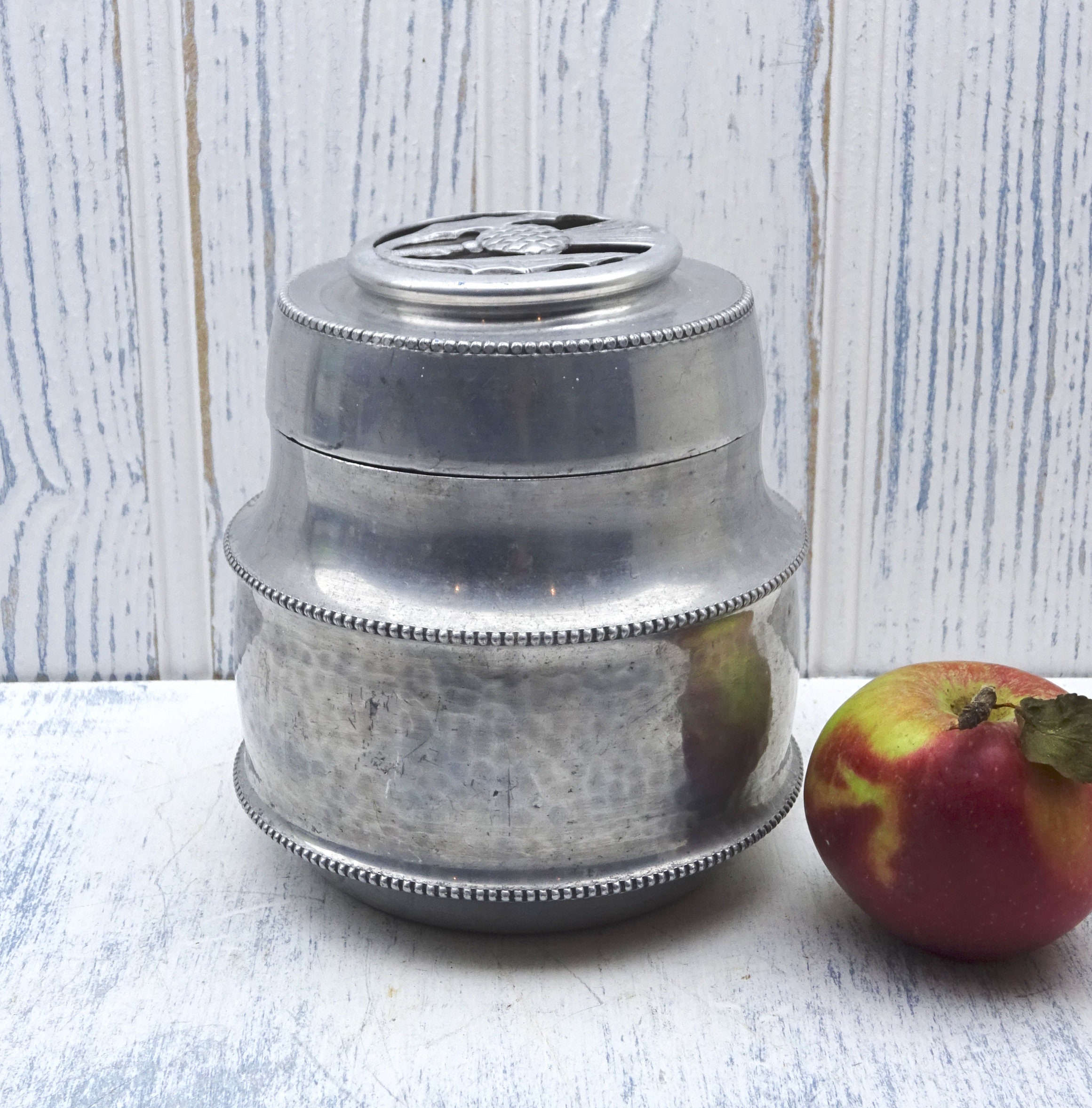 Vintage aluminium canister NCJ Ltd StratfordonAvon with Etsy