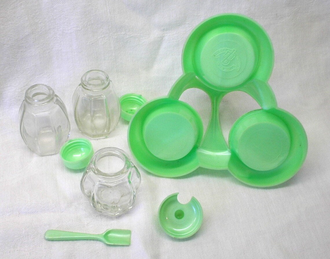 Vintage Embee Products green plastic cruet set 1950s 1960s Etsy
