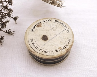 Antique chemist's pill box, cardboard pill container for Pooley & Co Ltd, Wimbledon. Vintage tablet box, pharmacy collectable, druggists