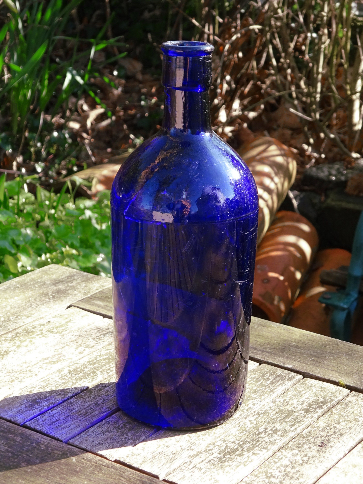 Antique Cobalt Blue Apothecary Bottle Large Victorian Bristol Etsy