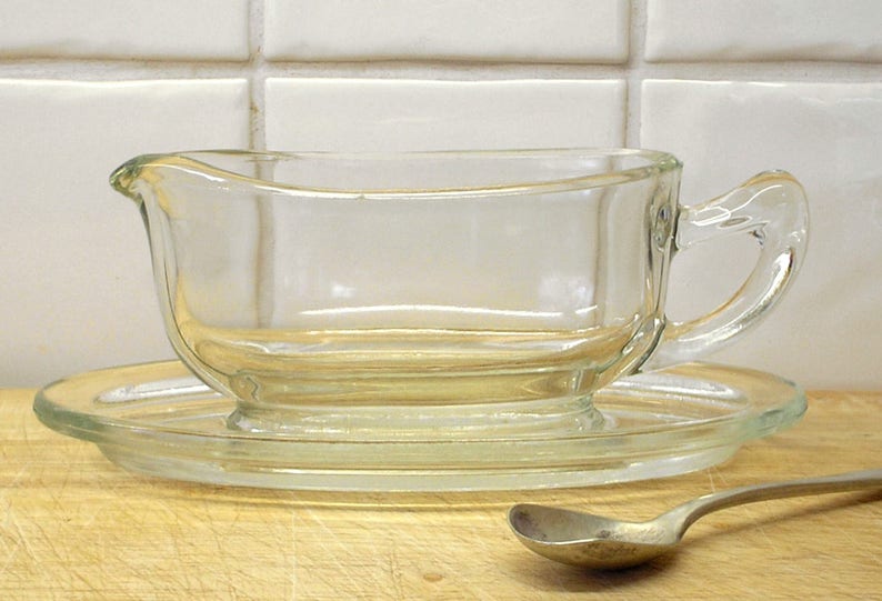 Vintage Pyrex Gravy Boat With Saucer Clear Glass. Sauce Etsy