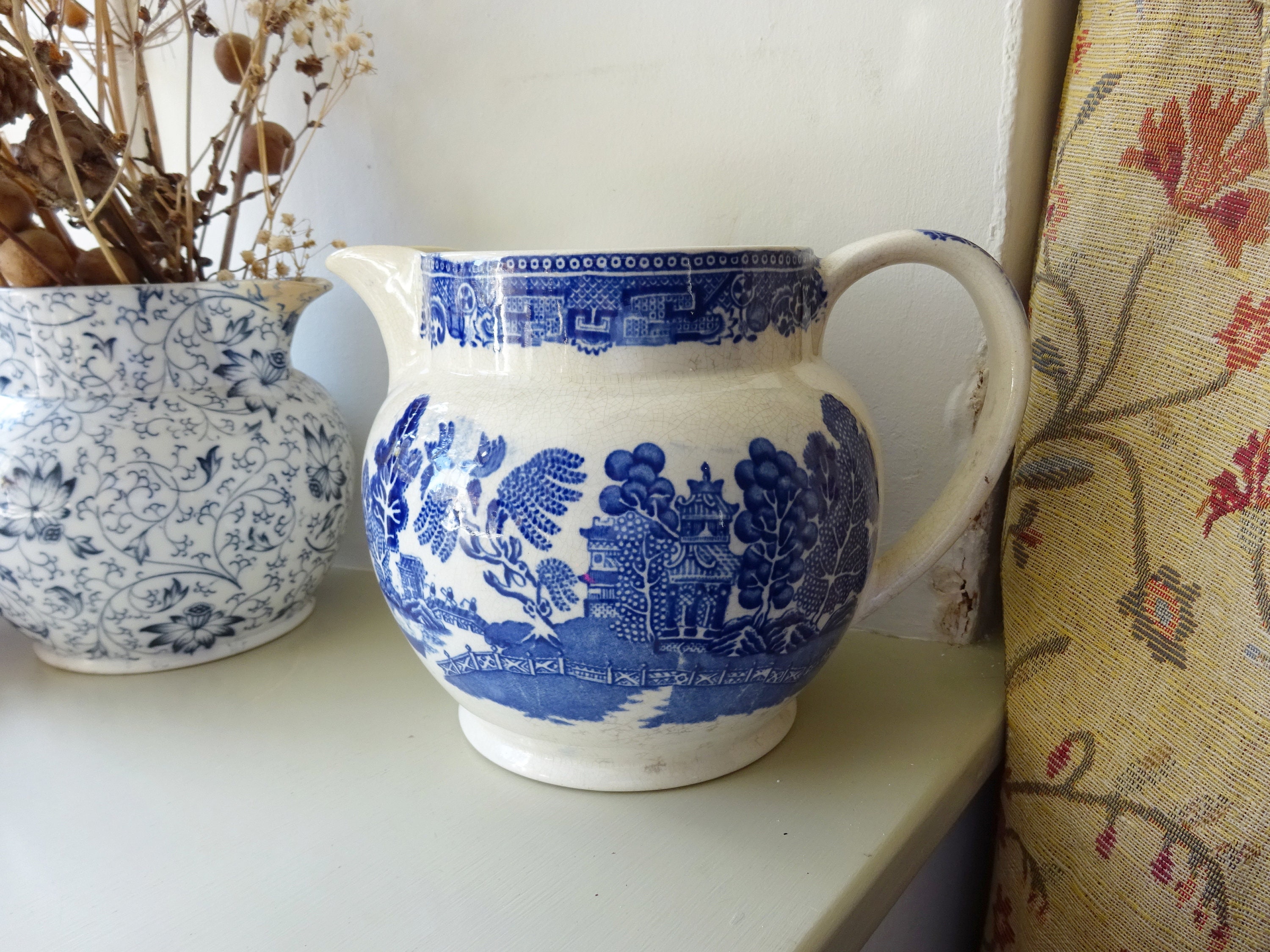 Victorian Wedgwood & Co Willow Pattern Jug Antique Enoch Etsy