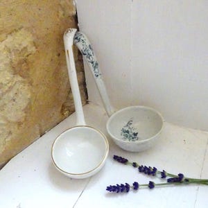 Victorian china sauce ladle x 1, antique tureen ladle, kitchenalia, serving utensil, pottery ladle, kitchen decor, granny chic kitchen decor