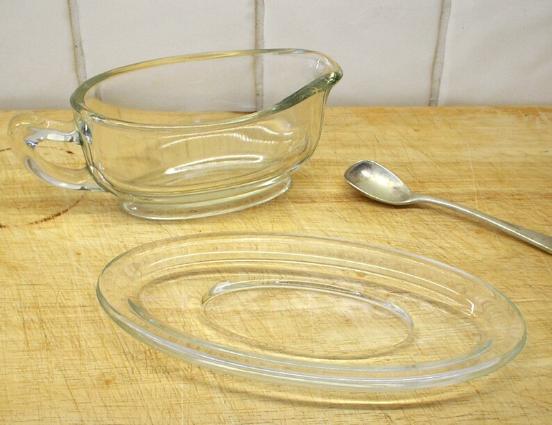 Vintage Pyrex Gravy Boat With Saucer Clear Glass. Sauce Etsy