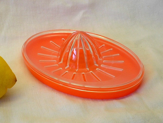 Vintage plastic lemon juicer orange and Vintage Orange Citrus Making Wooden