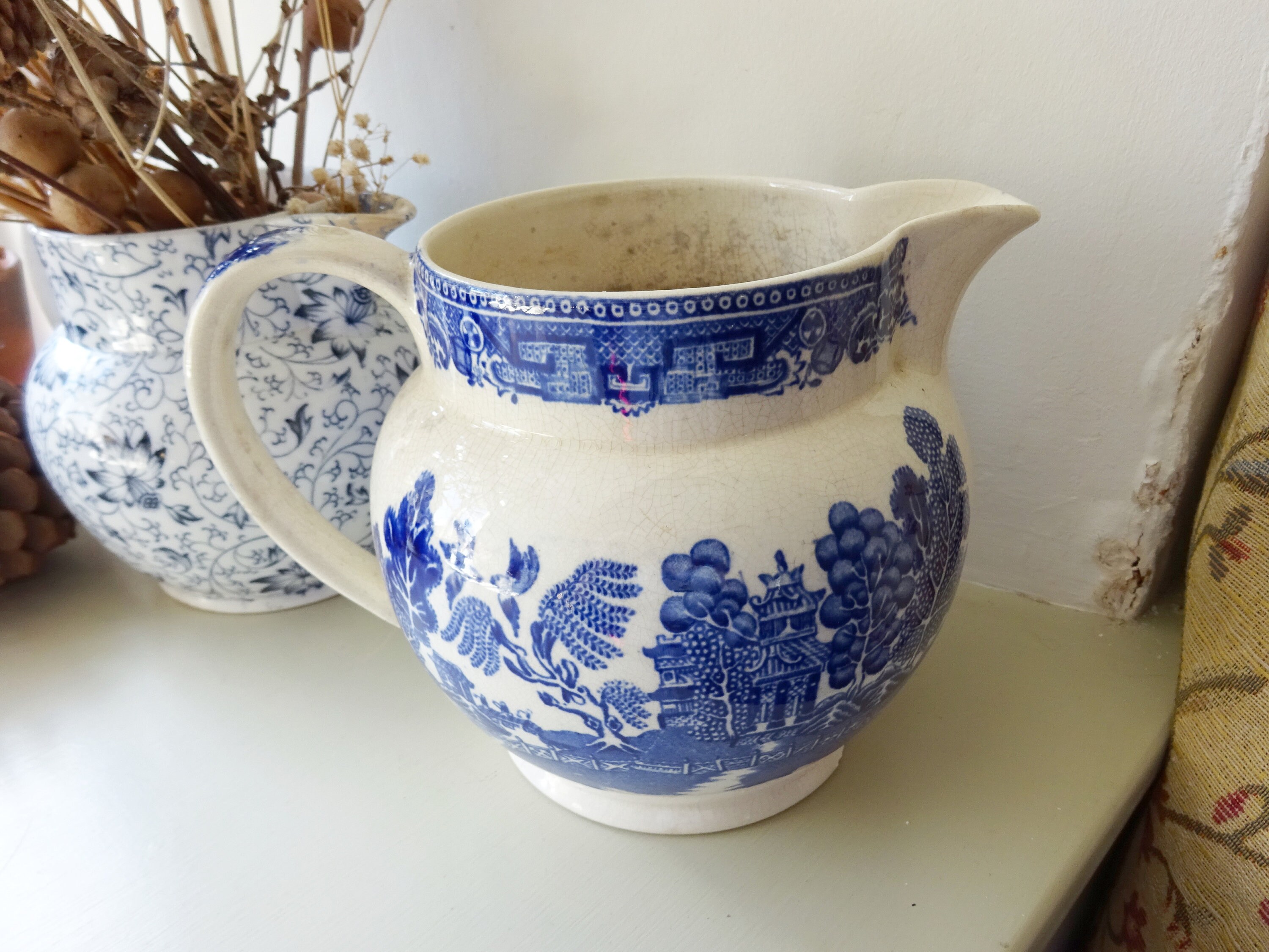 Victorian Wedgwood & Co Willow Pattern Jug Antique Enoch Etsy