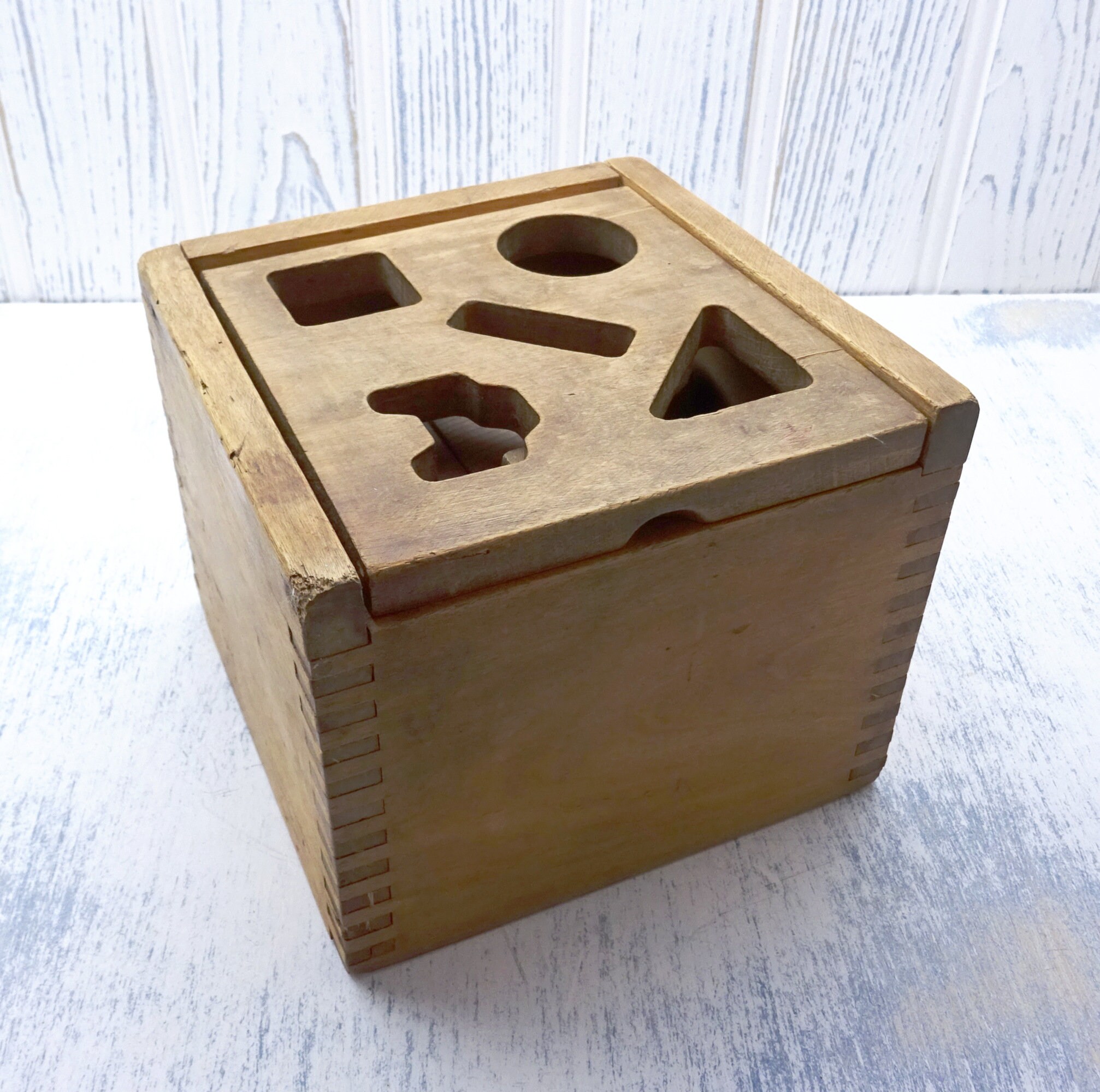 Vintage children's wooden puzzle box with various wood Etsy