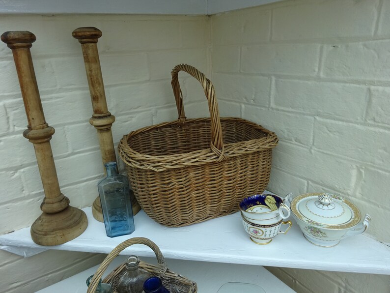 Vintage Willow Basket Large Wicker Shopping Basket. Woven Etsy UK
