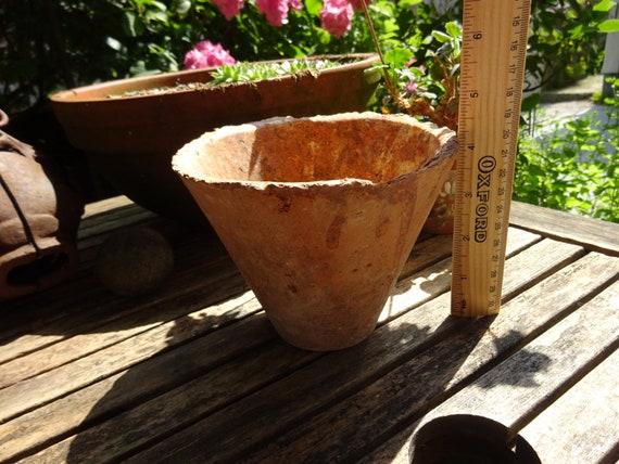 Small Antique 19th century English Victorian Terra Cotta Garden Flower Pot Vase 