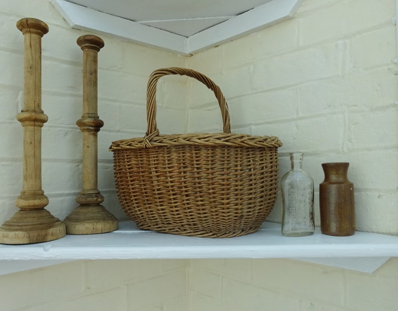 Vintage Willow Basket Large Wicker Shopping Basket. Woven Etsy UK