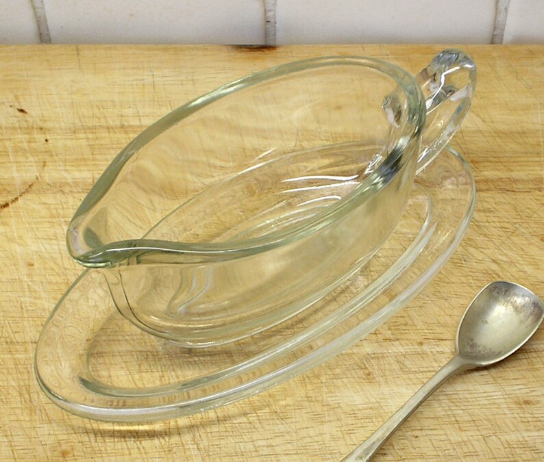 Vintage Pyrex Gravy Boat With Saucer Clear Glass. Sauce Etsy