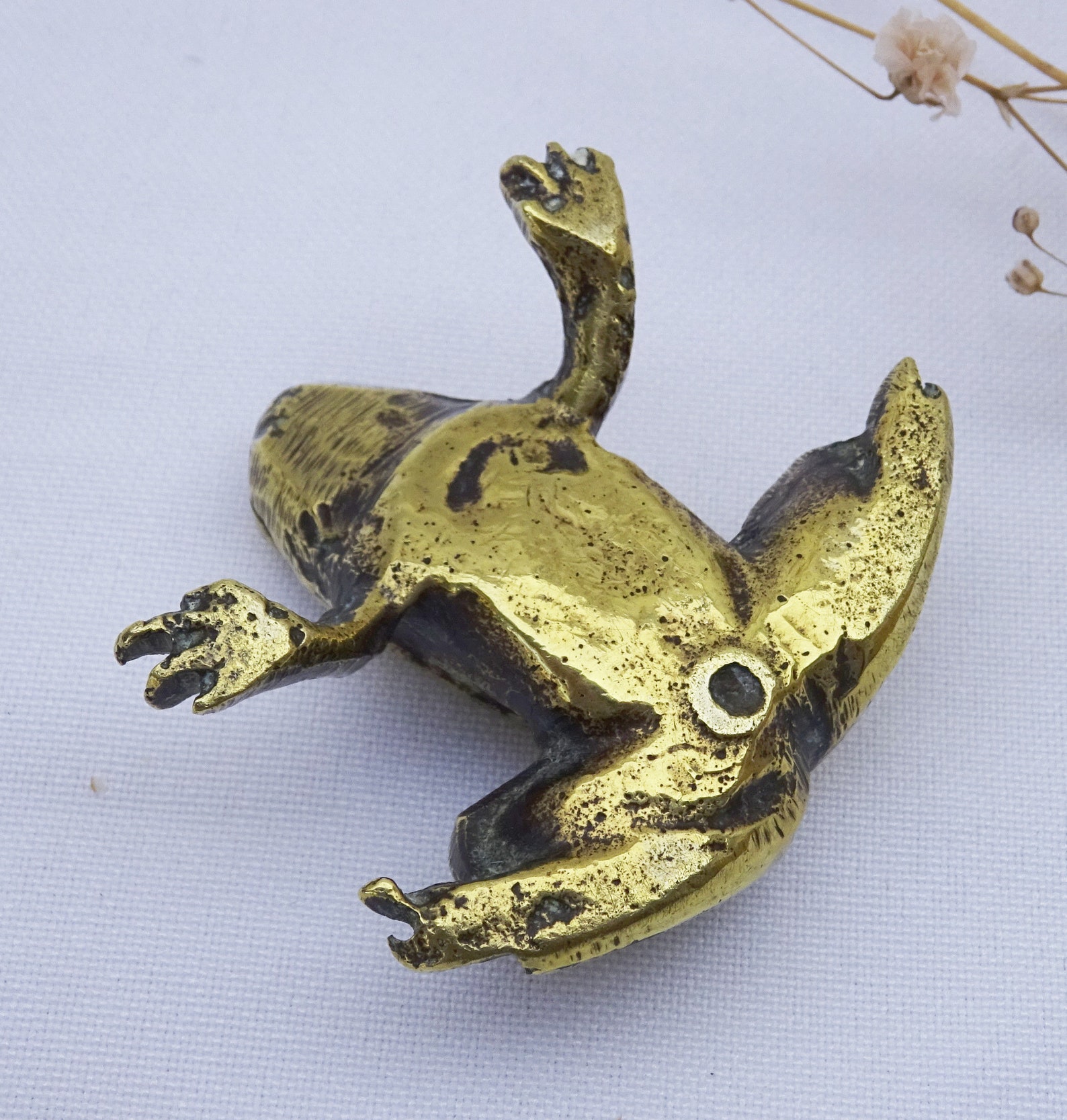Antique Brass Frog Figurine Small Frog Ornament Collectable Etsy