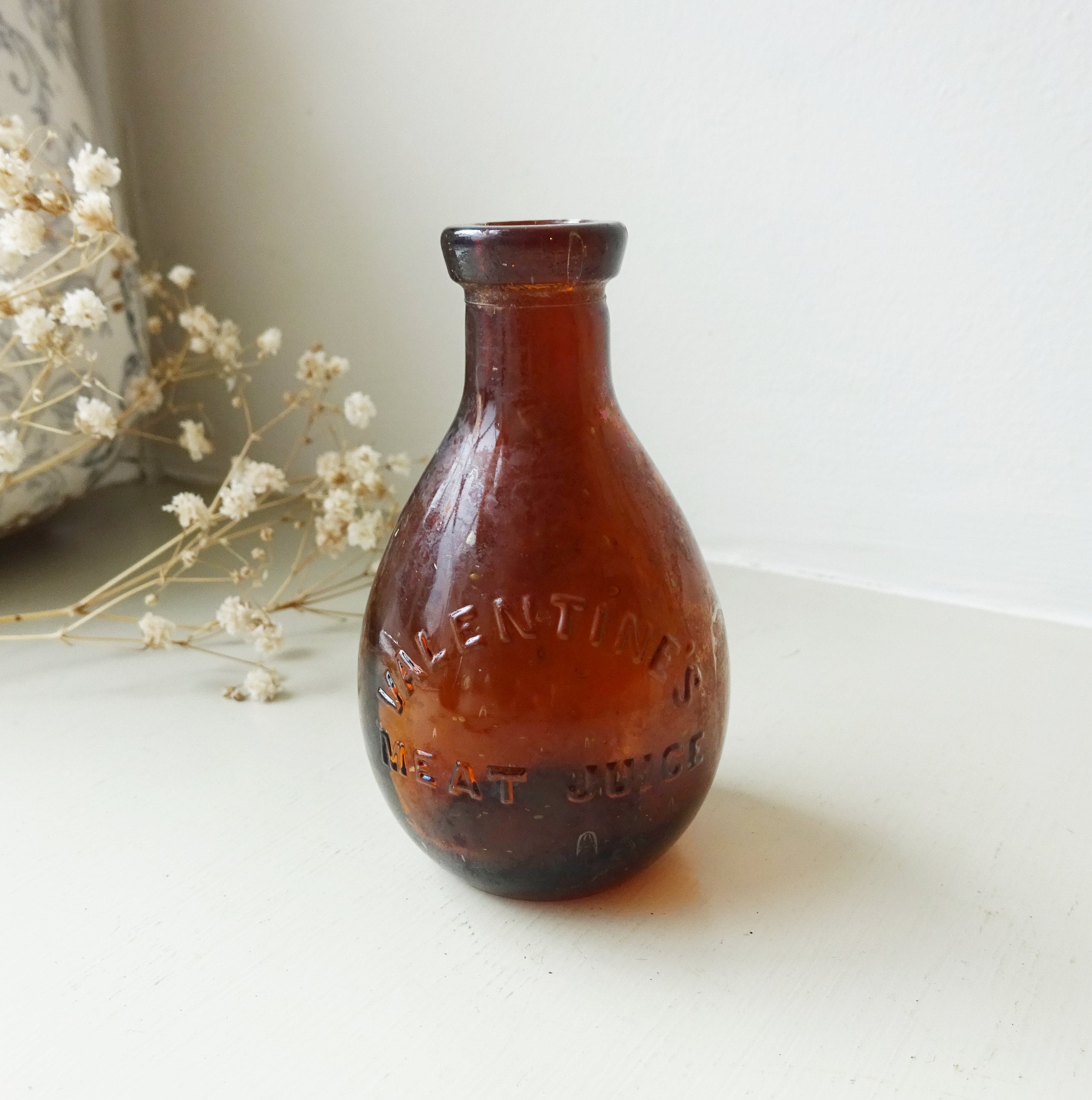 Antique Valentine's Meat Juice Bottle Amber Bottle Beef Etsy