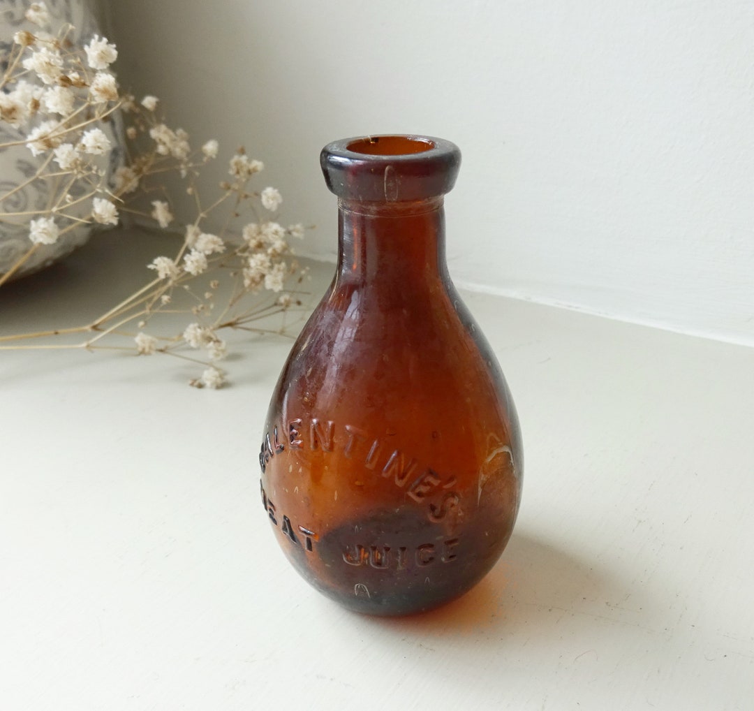 Antique Valentine's Meat Juice Bottle Amber Bottle Beef Etsy