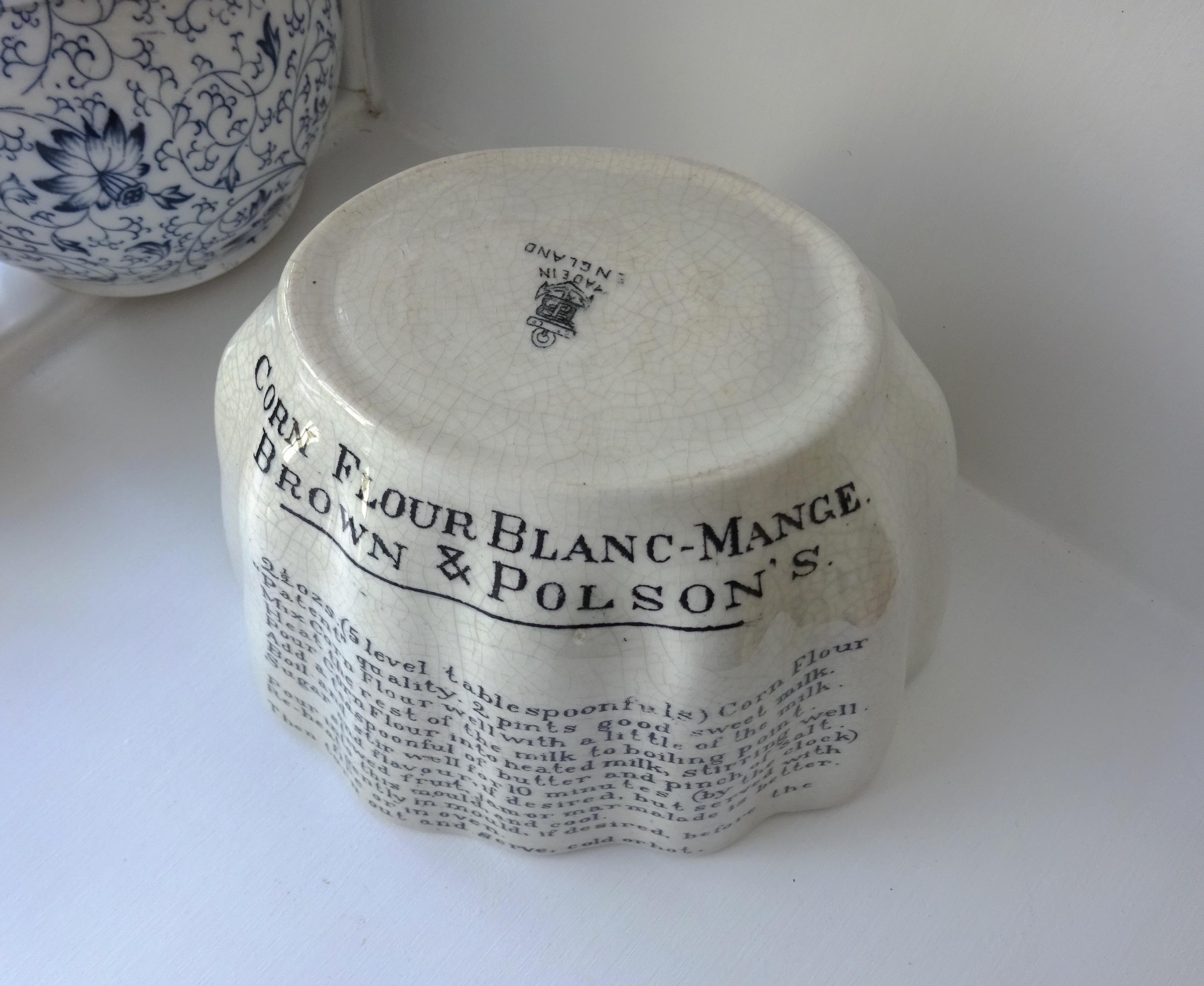 Antique Brown & Polson's Corn Flour Blanc-mange Recipe Mould