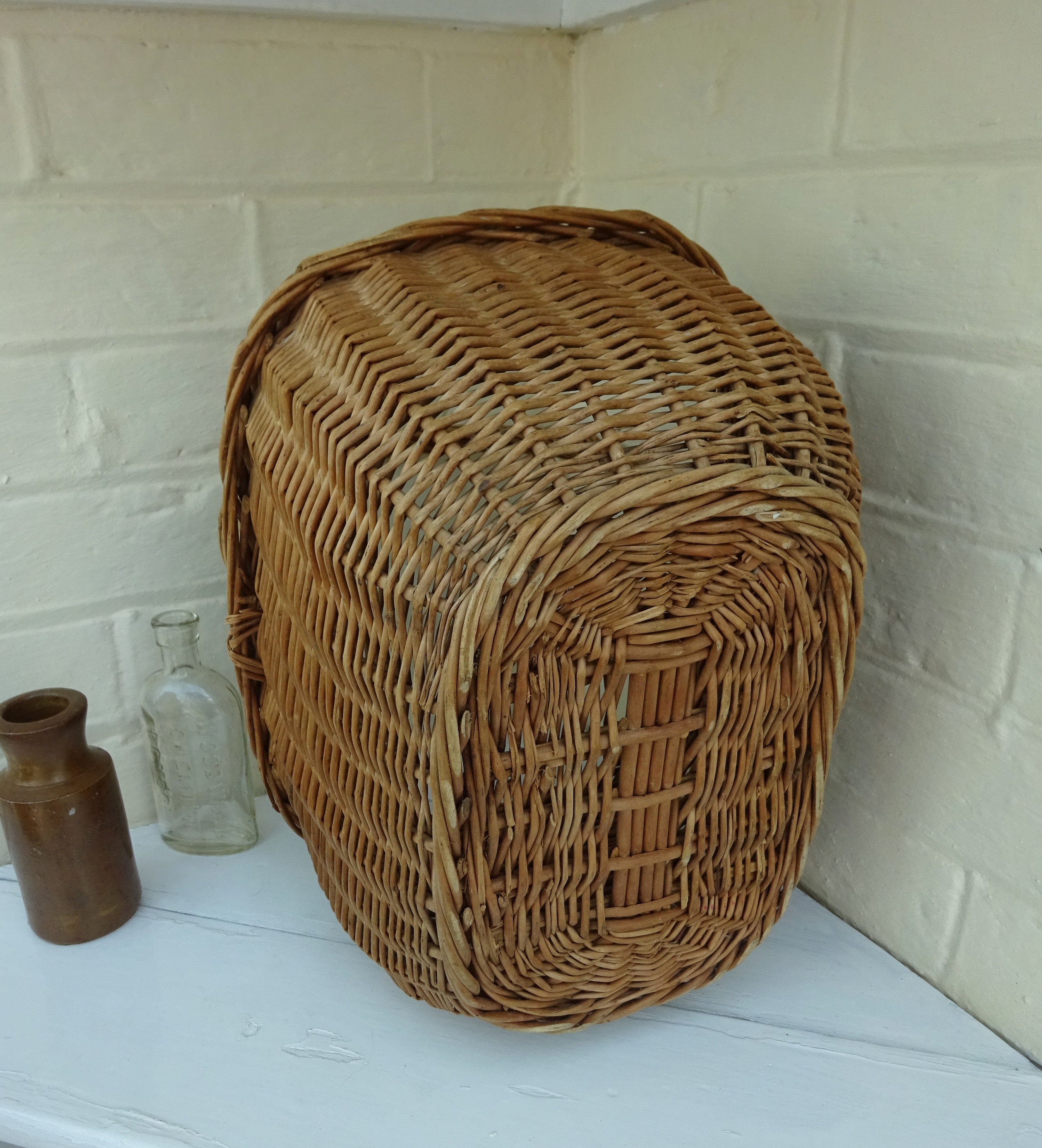 Vintage Willow Basket Large Wicker Shopping Basket. Woven Etsy UK