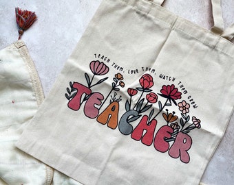 Teacher Tote Bag | | Watch Them Grow Tote Bag | Gifts For Favourite Teacher | Christmas Gifts For Teachers | End of Term Gift For Teacher