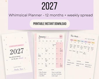 2027 Wunderlicher Planer Druckbare PDF |  Sofortiger Download-Planer