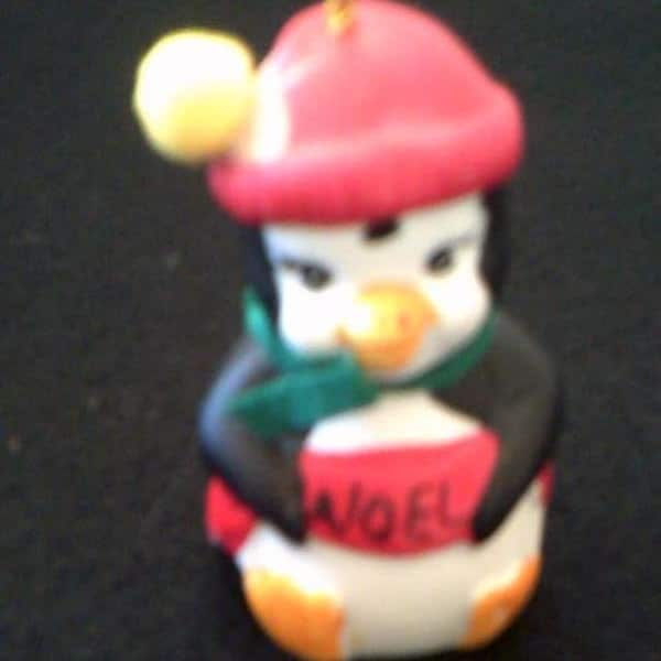 Ceramic christmas penguin bell