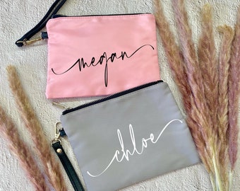 Gepersonaliseerde Roze Grijs Zwart Clutch | Gepersonaliseerde bruidsmeisje clutch | Bruidsmeisje Portemonnee | Huwelijksfeest cadeaus | Bruidsfeest Cadeaus