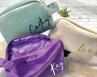 Mother's Day Personalized  makeup bag, Canvas cosmetic bag-  gifts for holidays,  Zipper pouches, bachelorette gift Valentine’s gift