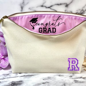 Graduation gifts ideas ,  Personalized  makeup bag Canvas cosmetic bag gifts for graduation Zipper pouches make up bag graduation gifts for