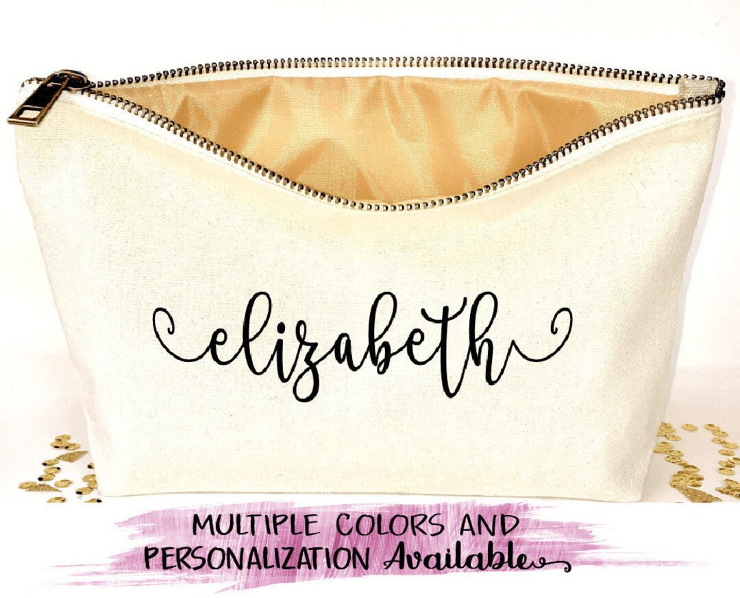 Personalized Cosmetic Bag Canvas Cosmetic Bag Bridesmaid Etsy