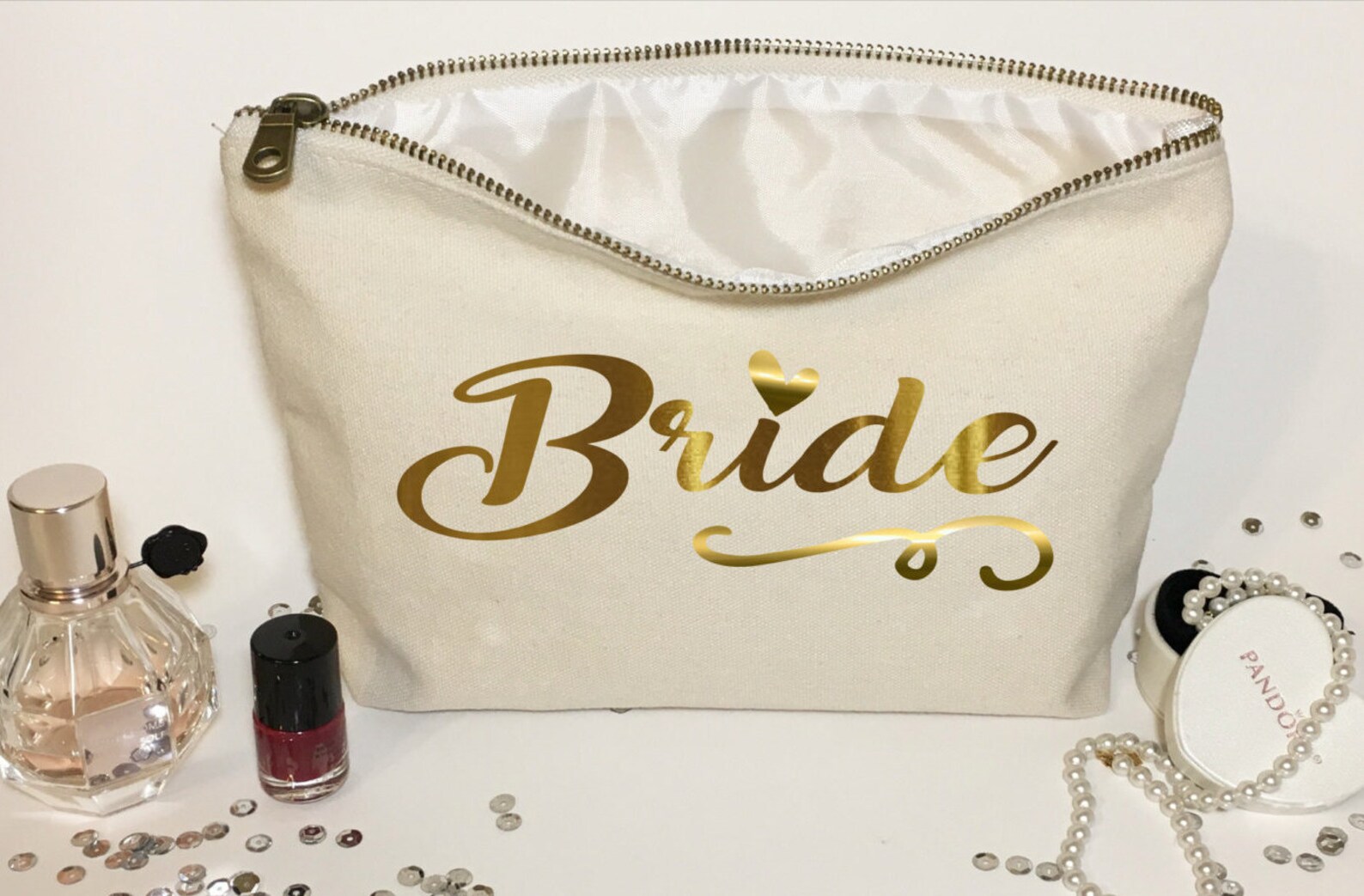 Personalized wedding makeup bag Canvas cosmetic bag Gifts Etsy