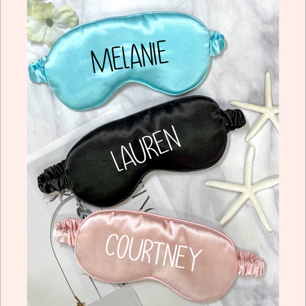 Personalized Sleep Masks - Bridesmaid Eye Mask - Bride Sleep Mask - Custom silky satin eye mask - Bridal gift - Custom name sleep mask