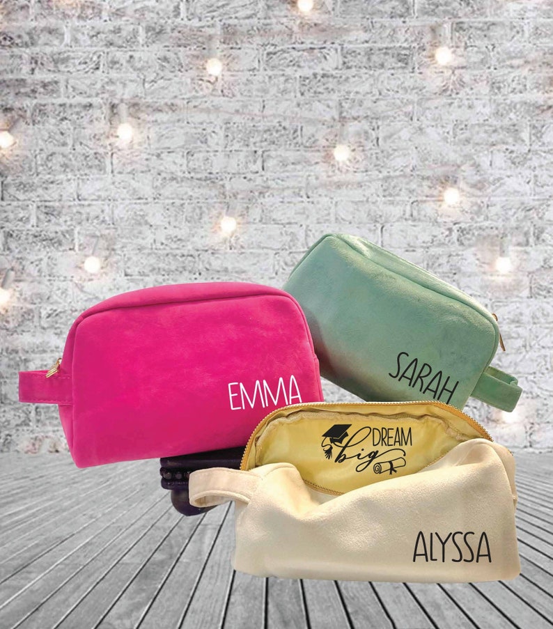 Graduation gift, Class of 2024, Personalized makeup bag, high school grad, gifts for graduation, make up bag graduation gifts for image 1