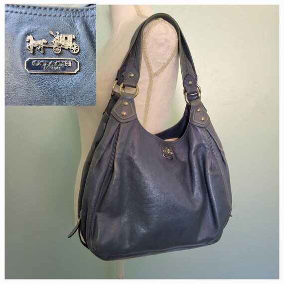 Blue leather coach purse sale