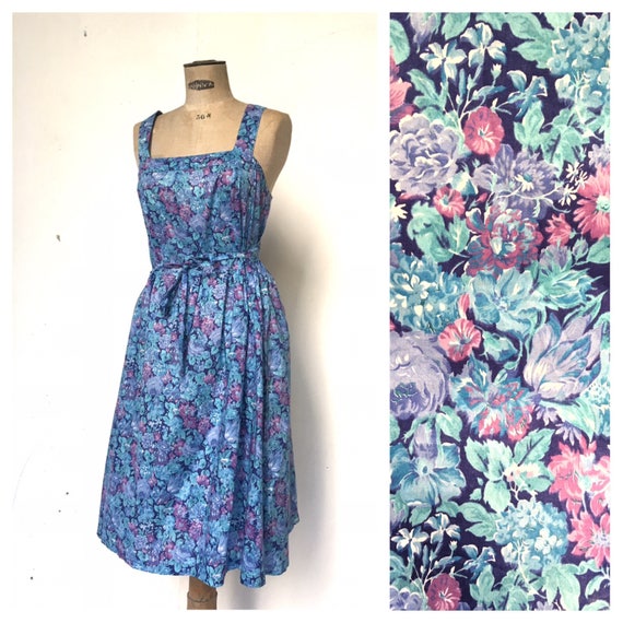 Melissa Liberty of London 1970 s Blue Floral Summe