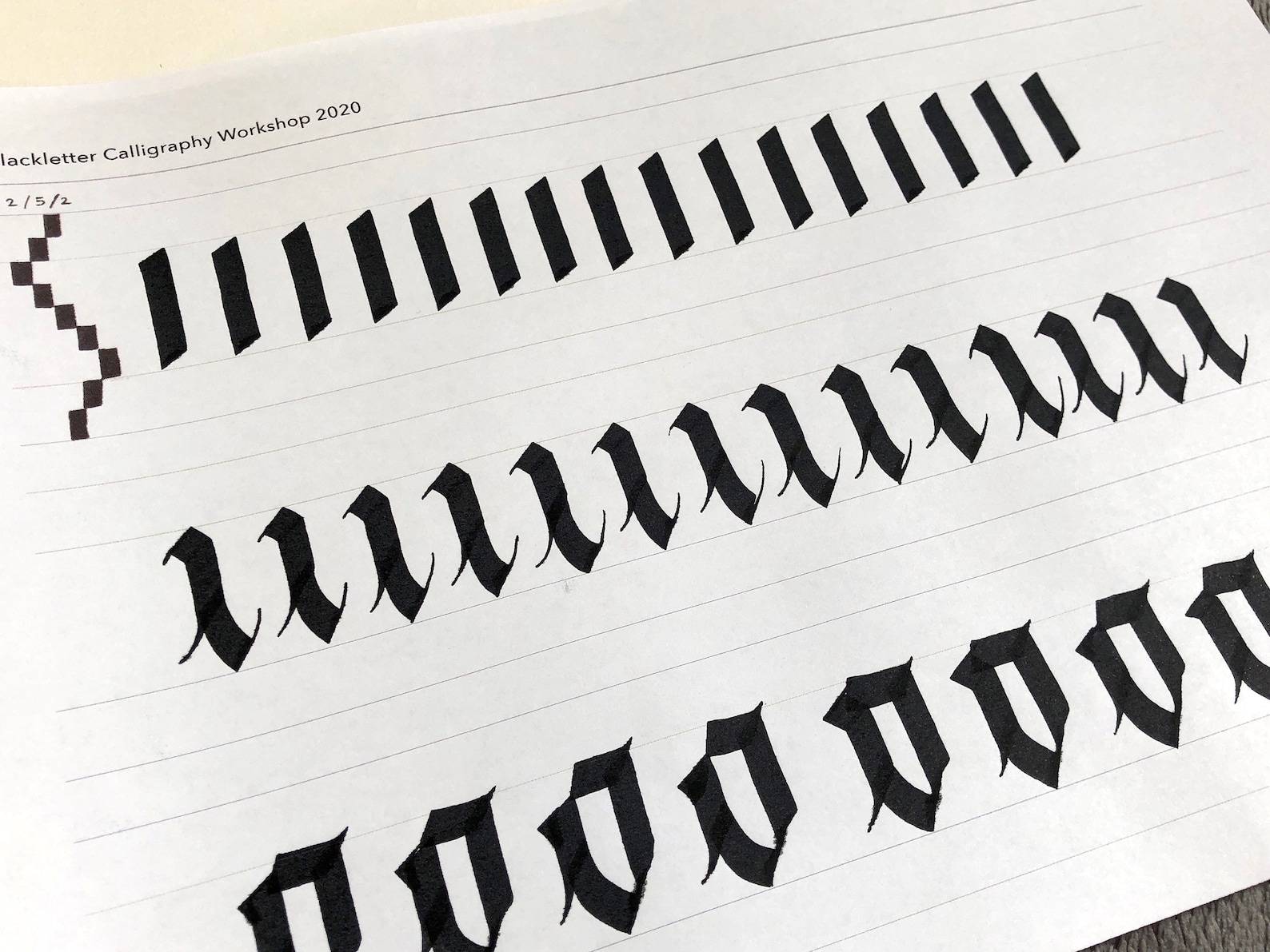 Blackletter Fraktur Calligraphy Worksheets, Lowercase Fraktur Learn