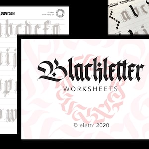 Schwarze Fraktur Kalligraphie Arbeitsblätter, Kleinbuchstaben Fraktur, lernen Sie die gotische Kalligraphie! Gothic Workbook für Anfänger zum Herunterladen