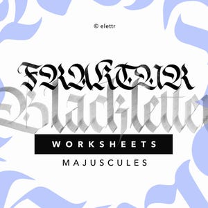 Fraktur MAJUSKULEN / GROSSBUCHSTABEN Kalligraphie Arbeitsblätter - Gothic Kalligraphie lernen! Sofort Download
