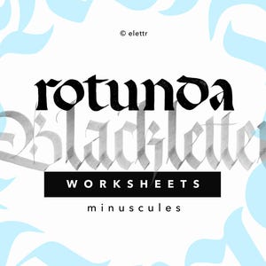 Blackletter ROTUNDA Calligraphy Worksheets - Learn Gothic Calligraphy! Gothic Workbook for Beginners. Instant Download. See also Fraktur