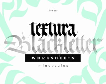 Blackletter-kalligrafiewerkbladen: Textura Gothic kleine letters (digitale download)
