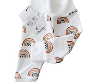 Boho rainbow leggings in organic cotton, gender neutral, rainbow baby pants