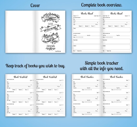 book planner b6 travelers notebook insert reading planner etsy