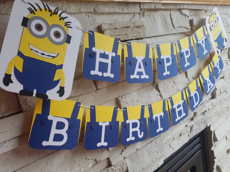 Minion Birthday Banner Minion Party Decor Despicable Me Etsy