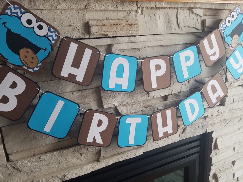 Cookie Monster Birthday Banner Cookie Monster Theme Banner Etsy