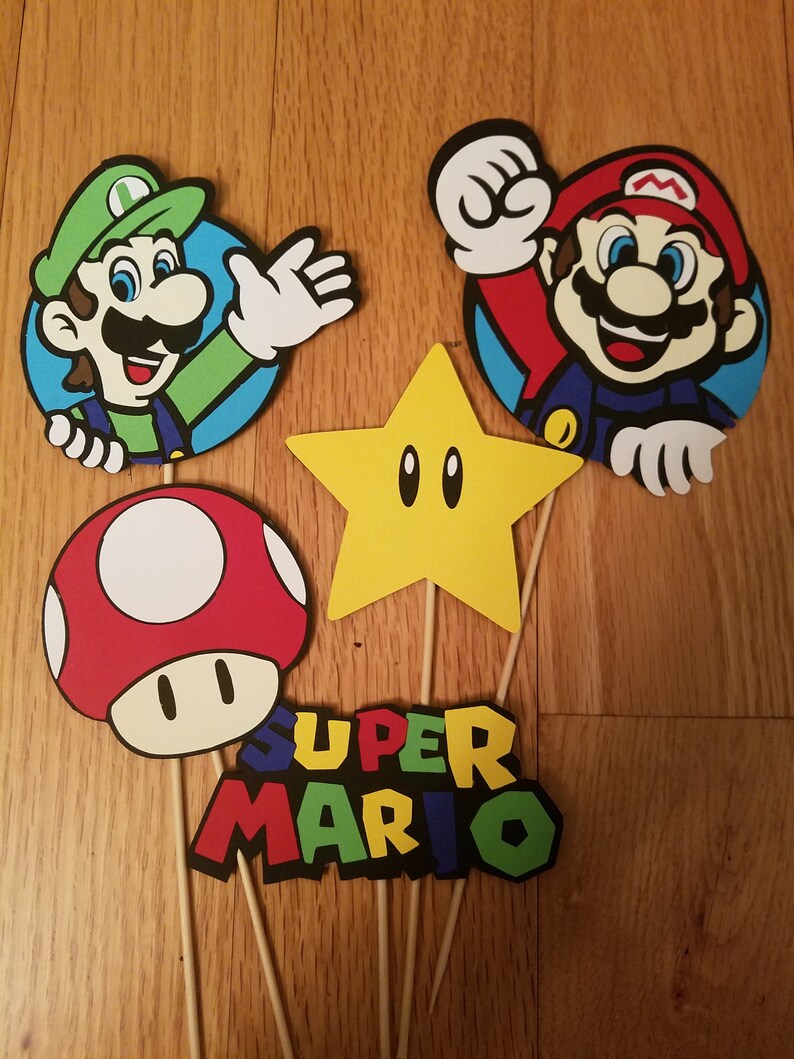 video game party super mario party mario table decorations mario and luigi party Super mario centerpiece super mario birthday