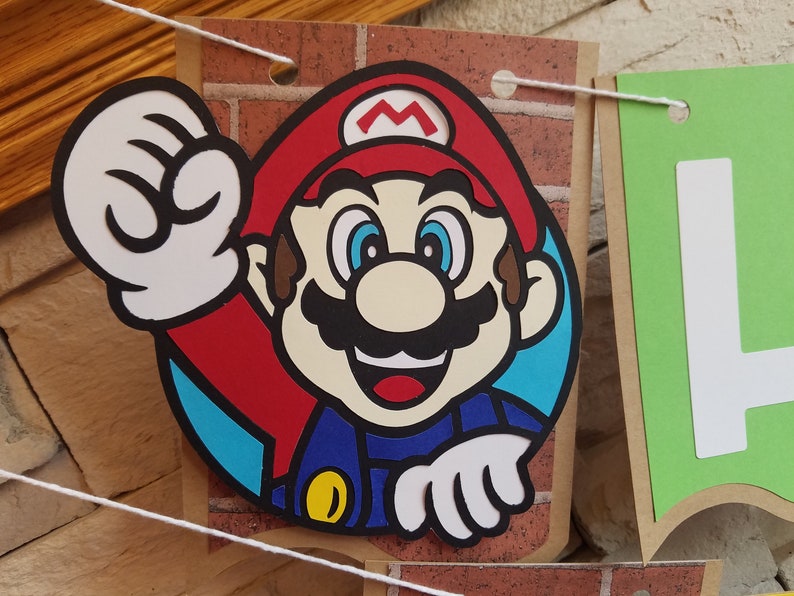mario bros birthday banner video game birthday party mario birthday banner game party super mario bros Super Mario Birthday party banner