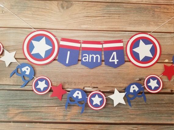 Captain America Birthday Banner Captain America Party Etsy