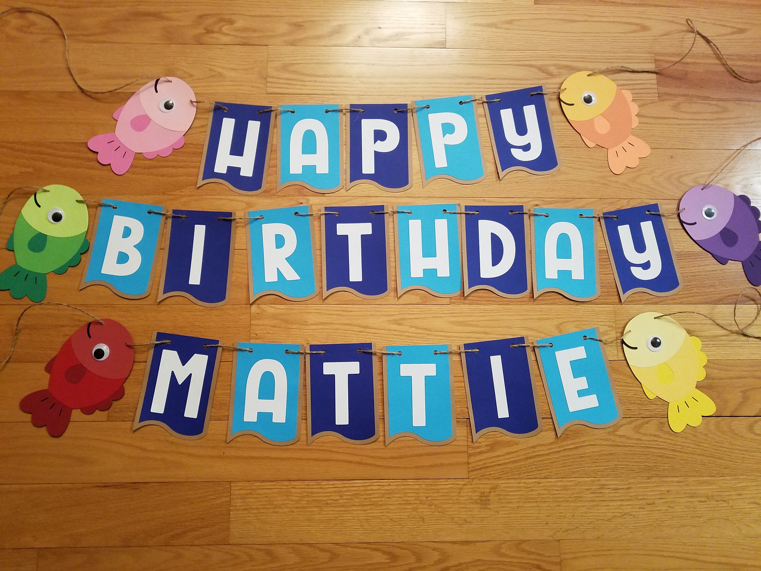Fish Theme Birthday Banner Fish Birthday Party Fish Party Etsy