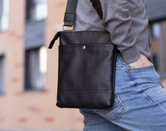 Leather Messenger Bag Men: Crossbody Laptop Satchel, Groomsmen Gift