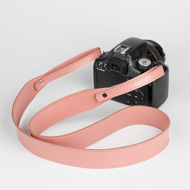 Sangle de harnais en cuir pour appareil photo Fujifilm, Canon et Nikon, sangle universelle gravée personnalisée, cadeau durable pour photographe Rose